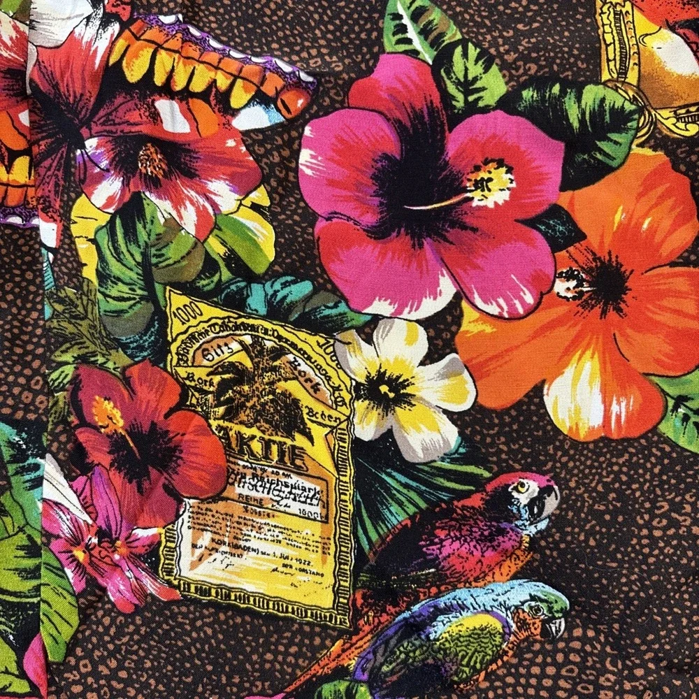 New Vintage Carole Little Skirt Women's 16 Sarong Bright Tropical Floral Beach